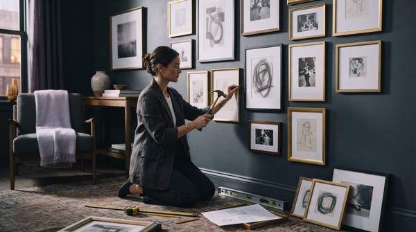 Editorial illustration for How to Plan, Arrange, and Hang a Gallery Wall That Looks Designed, Not Accidental